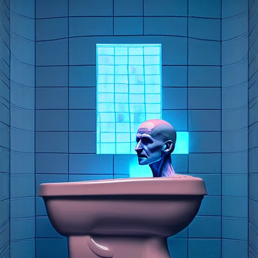 Prompt: Digital art High detailed Dr.Manhattan in Ukrainian village house by Taras Shevchenko, siting on a toilet, photorealism, by Beeple