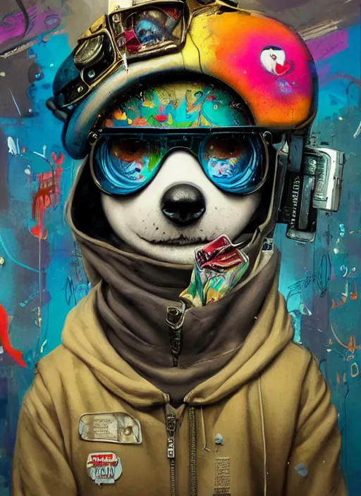 Image similar to beautiful portrait of Lofi cyberpunk Snoopy, by Tristan Eaton, Stanley Artgermm, Tom Bagshaw, Greg Rutkowski, Carne Griffiths. trending on DeviantArt, face enhance, hyper detailed, trending on Artstation, 8k, masterpiece, graffiti paint, fine detail, full of color, intricate detail, golden ratio illustration