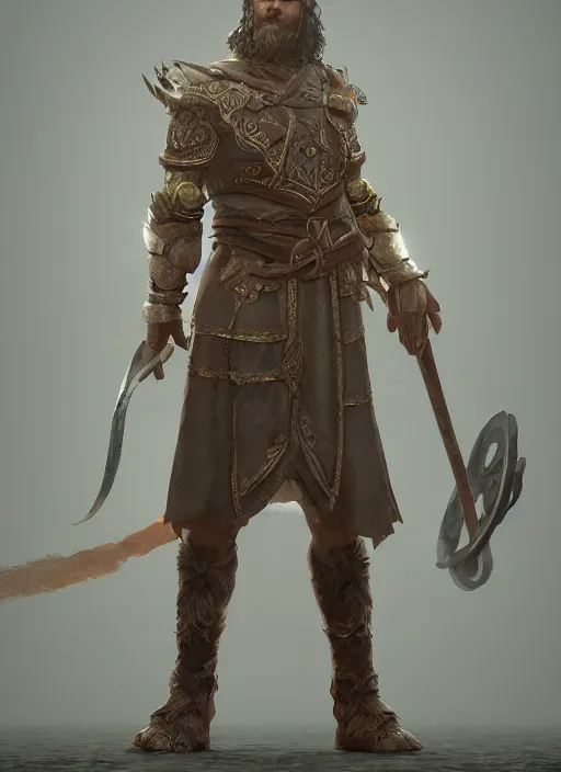 Prompt: Slavic hero, epic and possibly Proto-Slavic mythology, full body, detailed and realistic, 4k, artstation, octane render