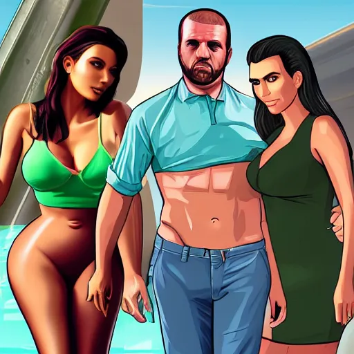 Image similar to videogame cover of gta 6 miami kim kardashian and george floyd accurate eyes