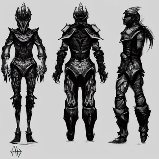 Prompt: ragged bone armor. digital charcoal sketch. prop design multiple angles. # digitalsketch # monochrome # sketch # ink # characterdesign # dndcharacter # charactersketch # characterconcept # conceptart