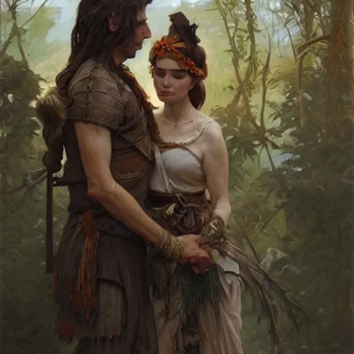 Image similar to Neanderthal wedding, historically accurate, highly detailed, highly detailed, digital painting, artstation, concept art, smooth art, sharp focus, illustration, art by artgerm and greg rutkowski and alphonse mucha and loish and WLOP