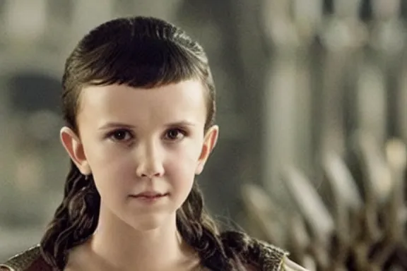 Image similar to “ very photorealistic photo of millie bobby brown in an episode of game of thrones, award - winning details ”