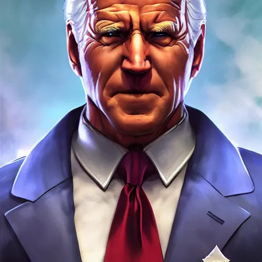 Image similar to joe biden as a street fighter character, cg animation, capcom, realistic, character select portrait, by artgerm, greg rutkowski, alphonse mucha, 3 d