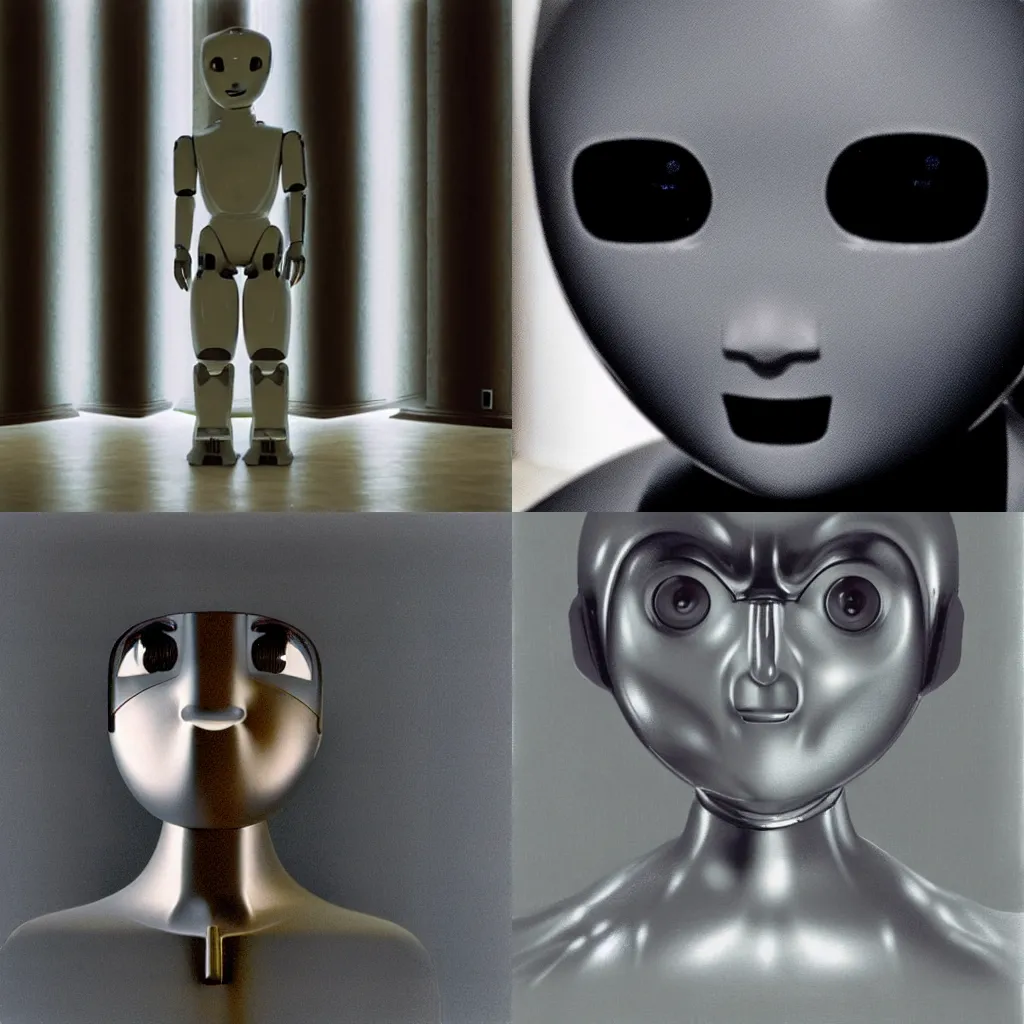Prompt: humanoid robot staring at the camera, art by Tadao Ando