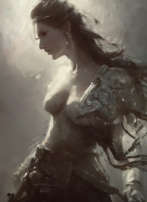 Image similar to beautiful painting by jeremy mann, a female paladin absurdly beautiful, elegant, ultrafine hyperrealistic detailed face illustration by wlop and artgerm and greg rutkowski, intricate linework, sharp focus, smooth, octopath traveler, final fantasy, unreal engine, dramatic lighting, ethereal, 8 k