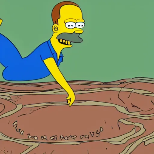 Prompt: obama swimming in nuclear waste, in the style of the simpsons