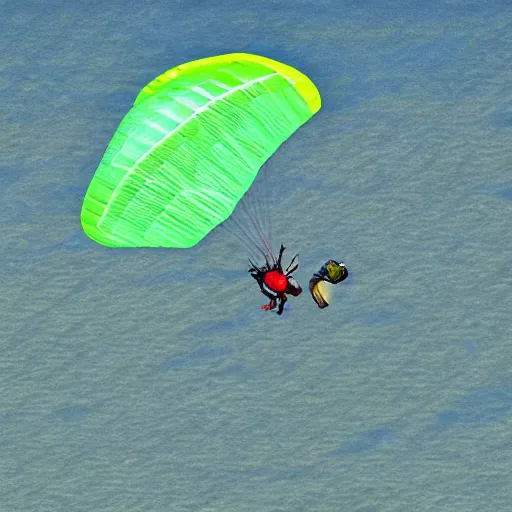 Image similar to hyperrealistic turtle paragliding
