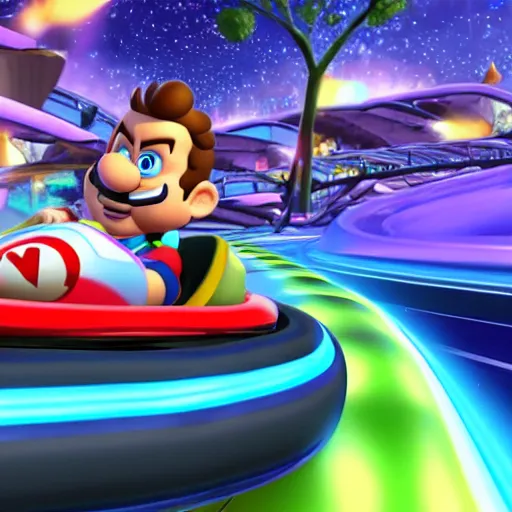 Prompt: jimmy neutron in mario kart, 2021 gameplay screenshot