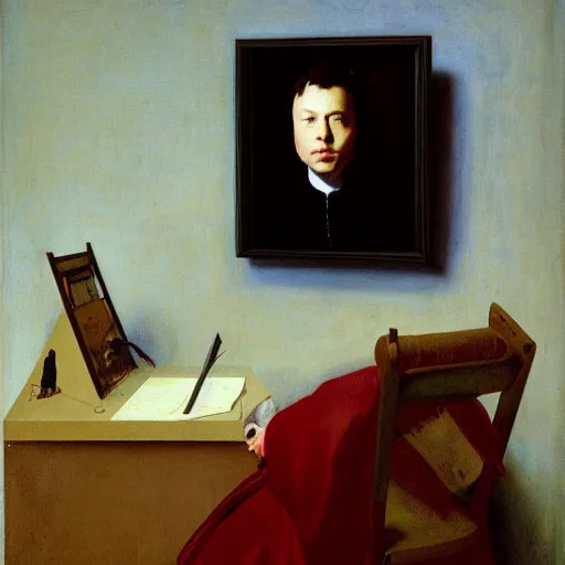 Image similar to Portrait of Elon Musk, by Vermeer