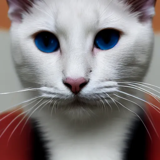 Image similar to an [ [ [ [ orange ] ] ] ] white black kitty front view