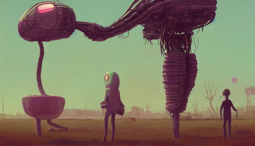 Prompt: effy stonem alien, simon stalenhag