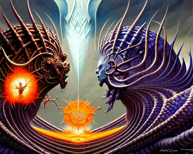 Image similar to the battle between the armies of good and evil, fantasy character portrait made of fractals facing each other, ultra realistic, wide angle, intricate details, the fifth element artifacts, highly detailed by peter mohrbacher, hajime sorayama, wayne barlowe, boris vallejo, aaron horkey, gaston bussiere, craig mullins