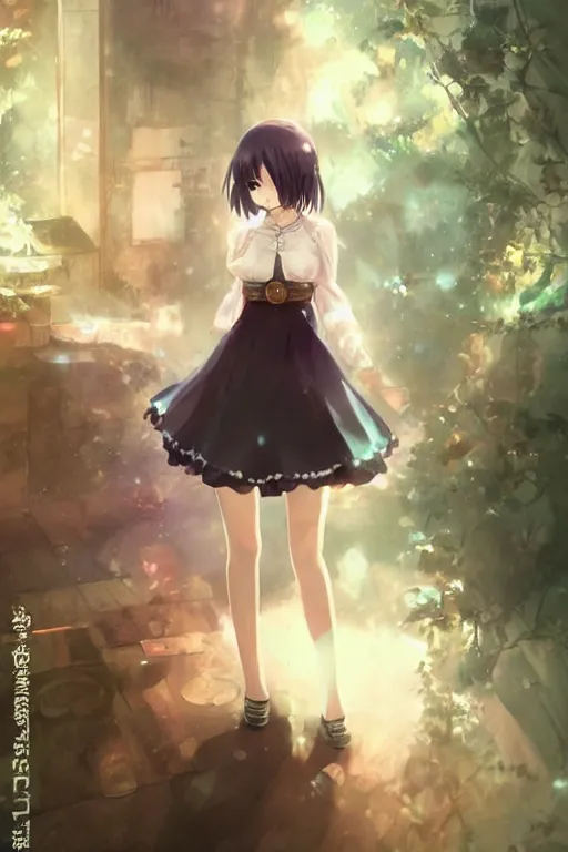 Prompt: anime girl wearing a maid dress, anime style, gorgeous face, by makoto shinkai, by wenjun lin, epic fantasy art, video game art