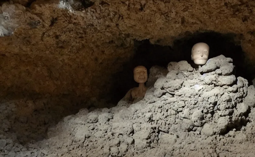 Prompt: a dummy in a cave