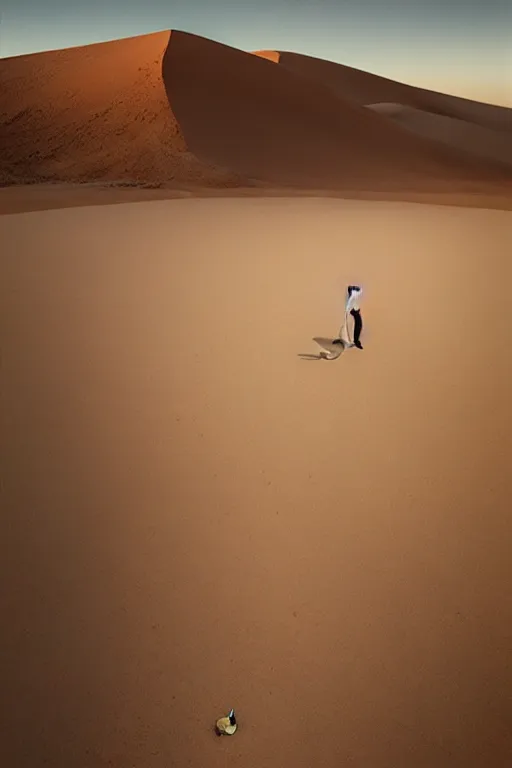 Image similar to 🐼 as 🦕 as 👽 as 🐳, desert photography by shunji dodo and greg rutkowski and edgar maxence