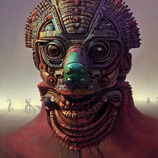 Prompt: a expressive portrait of masked diesel punk quetzalcoatl on the art of mayan ancient culture, artstation, award - winning realistic sci - fi concept art by jim burns and greg rutkowski, beksinski, a realism masterpiece, expressive color palette, james gilleard, bruegel, alphonse mucha, and yoshitaka amano