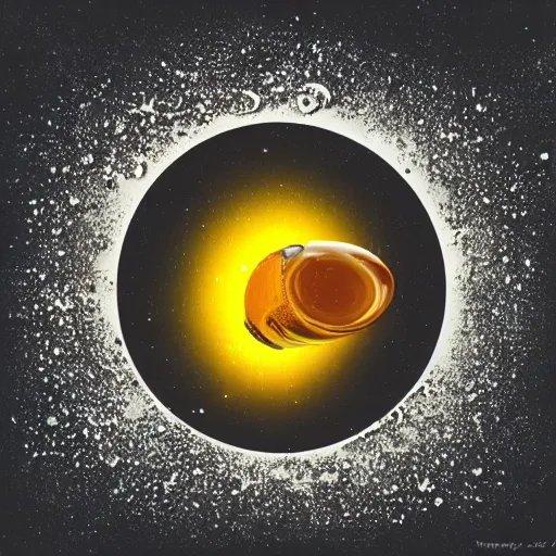 Image similar to the moon with honey poured on it, photorealistic, detailed, HDR, high contrast