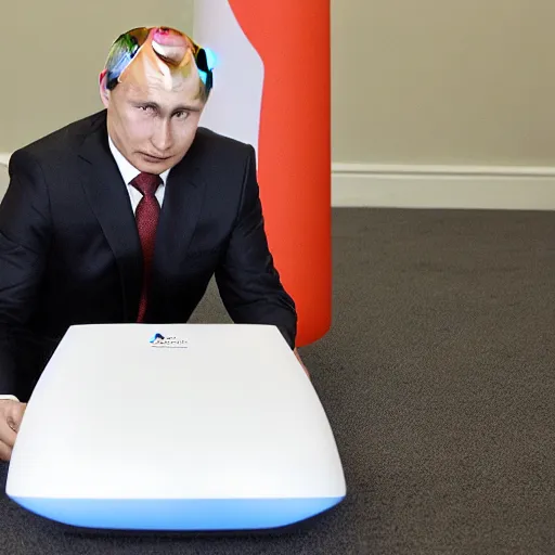 Image similar to putin playing with playstation 5