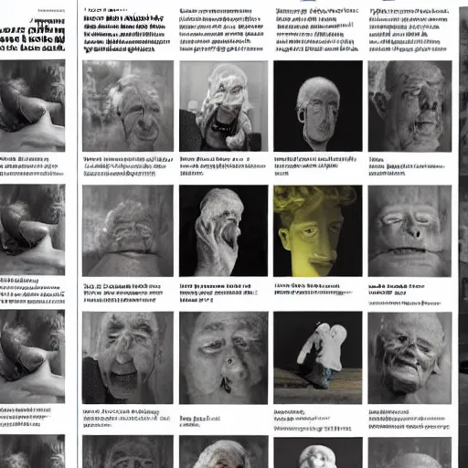 Prompt: Different stages of dementia through the eyes of the observer, 4-column layout, interesting composition