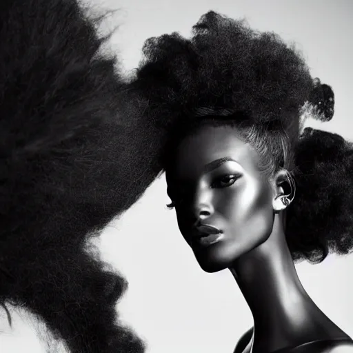 Close up of a beautiful black female fashion model | Stable Diffusion