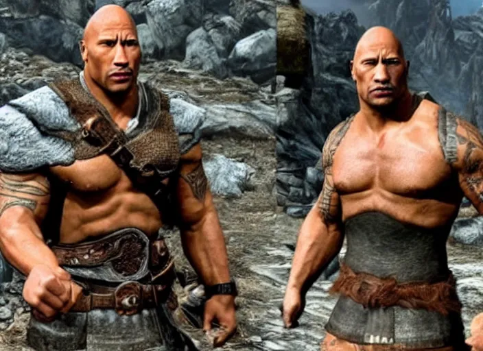 Image similar to Dwayne The Rock Johnson in Skyrim