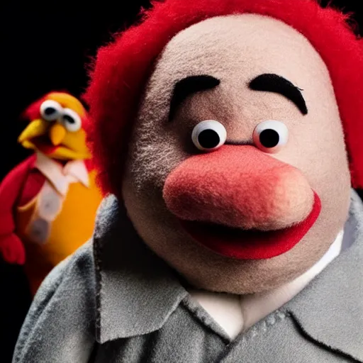 Image similar to tony soprano as a muppet from sesame street. highly detailed felt. hyper real photo. 4 k.