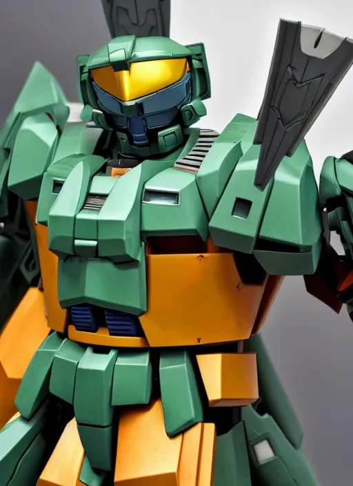 Prompt: master chief gundam, closeup, highly detailed, dramatic