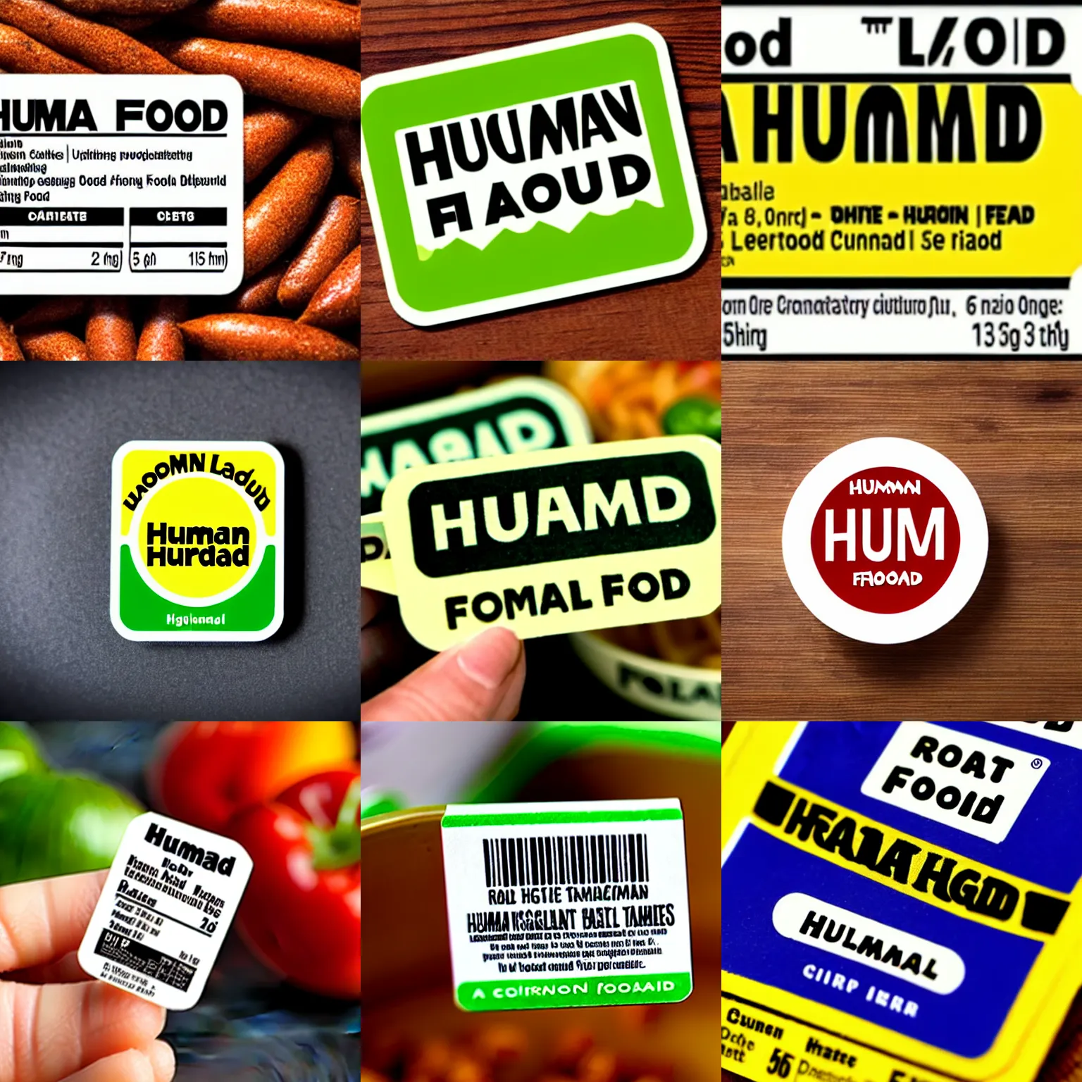 Prompt: a photo of a real food product. Human Food label.