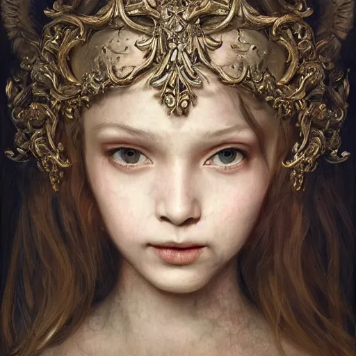 Prompt: A masterpiece ultrarealistic ultradetailed portrait of a Incredibly beautiful angel princess with Skull Iron mask. baroque renaissance girl in the night forest. medium shot, intricate, elegant, highly detailed. trending on artstation, digital art, by Stanley Artgerm Lau, WLOP, Rossdraws, James Jean, Andrei Riabovitchev, Marc Simonetti, Yoshitaka Amano. background by James Jean and Gustav Klimt, light by Julie Bell, 4k, porcelain skin.