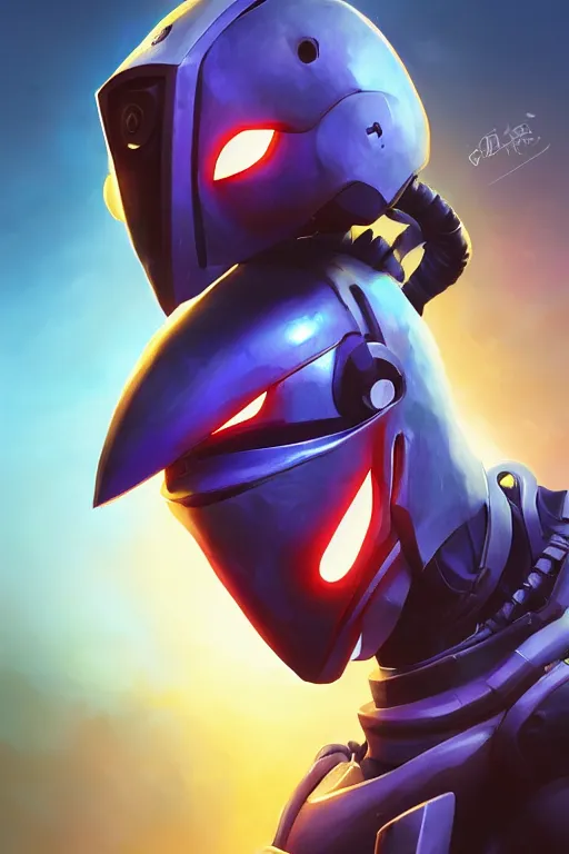 Image similar to epic mask helmet robot ninja portrait stylized as fornite style game design fanart by concept artist gervasio canda, behance hd by jesper ejsing, by rhads, makoto shinkai and lois van baarle, ilya kuvshinov, rossdraws global illumination radiating a glowing aura global illumination ray tracing hdr render in unreal engine 5