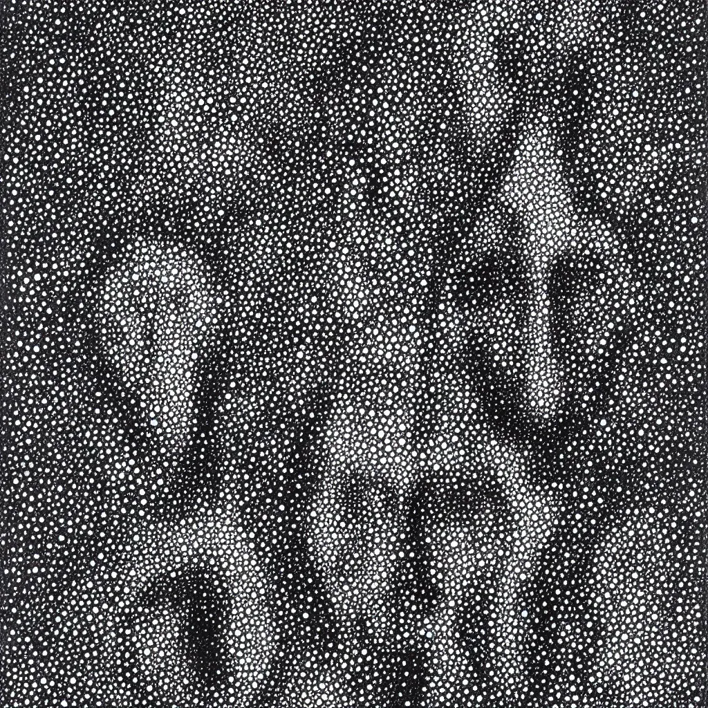 Image similar to face made out of planet, faceless people dark, dots, drip, stipple, pointillism, technical, abstract, minimal, style of francis bacon, asymmetry, pulled apart, cloak, hooded figure