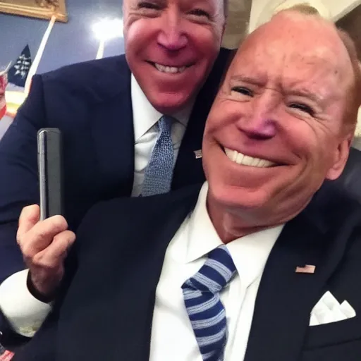 Prompt: alex jones with three eyes taking a selfie with joe biden