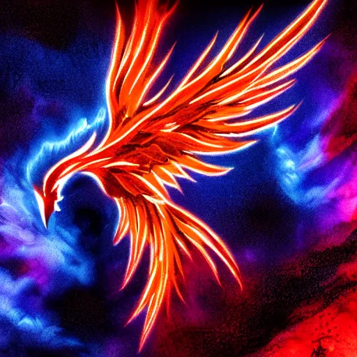 Image similar to bright flame pheonix in a dark cave scenematic 4k