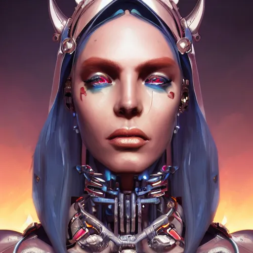 Image similar to portrait of a cybernetic queen of the damned, cyberpunk concept art by pete mohrbacher and artgerm and wlop and greg rutkowski and deathburger, digital art, highly detailed, intricate, sci-fi, sharp focus, Trending on Artstation HQ, deviantart, unreal engine 5, 4K UHD image