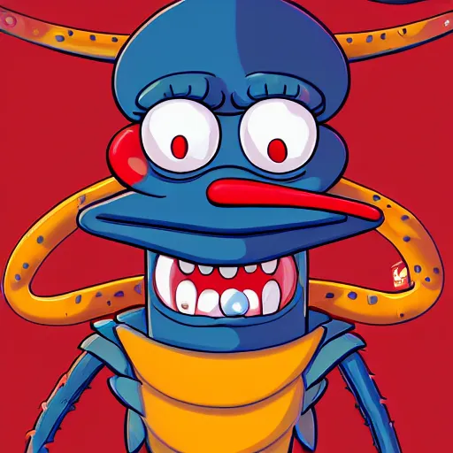 Prompt: portrait of mr krabs at the krusty krab, anthropomorphic crab, stalk eyes, art by chengwei pan, art by viktoria gavrilenko, detailed, intricate, trending on artstation