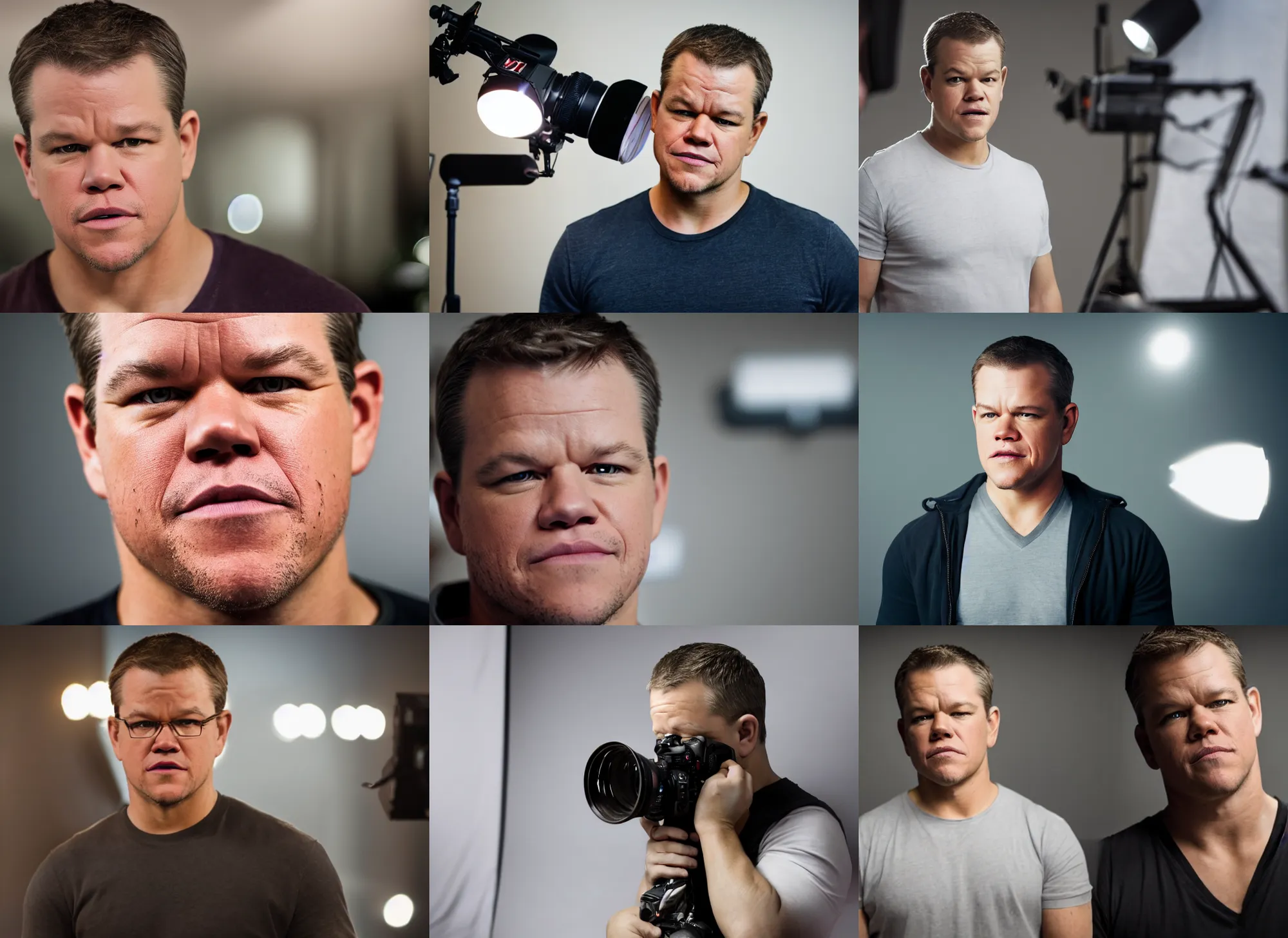 Prompt: photo still of matt damon casting call, 8 k, studio lighting bright ambient lighting key light, 8 5 mm f 1. 8