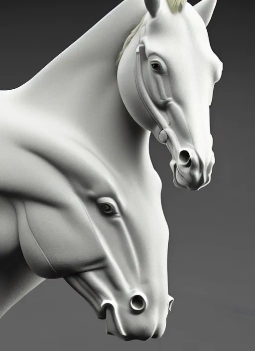 Prompt: hyper detailed ultra sharp portrait of a beautiful well contoured porcelain ivory smooth fair subconscious god horse tail, up close shot, sharp focus, global illumination, radiant light, biomechanical white silver gold rhizomorphs, cyberpunk brackets, alexandre ferra white mecha, irakli nadar, alexander mcqueen, octane highly render, 4 k, ultra hd,