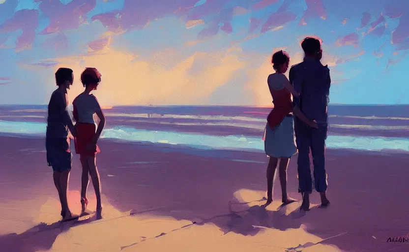 Image similar to a night at the beach when you were young by Atey Ghailan and Michael Garmash