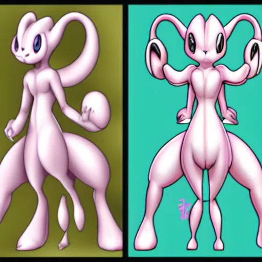 Prompt: girls shaped like mewtwo