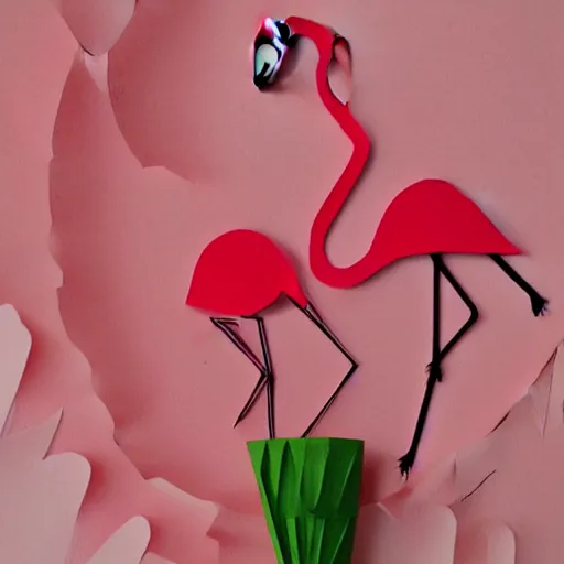 Image similar to flamingo paper art