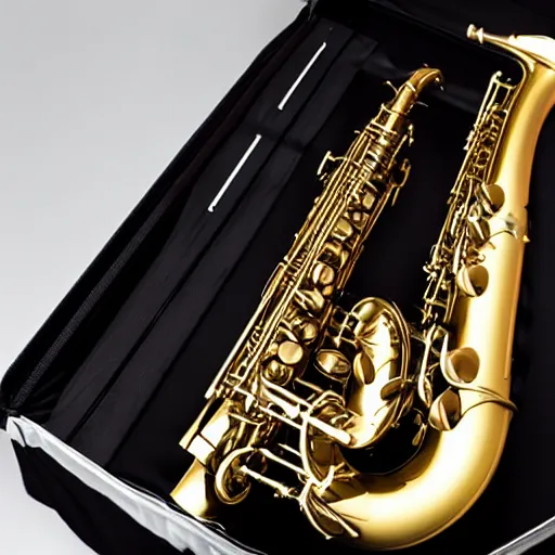 Prompt: an incredible new saxophone instrument that plays the most seductive music