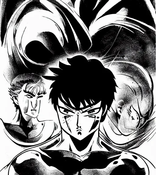 Prompt: go nagai ishikawa ken style manga hero boy portrait detailed ink drawing hd key visual official media with touch of frank Miller Alex Ross ito junji giger style