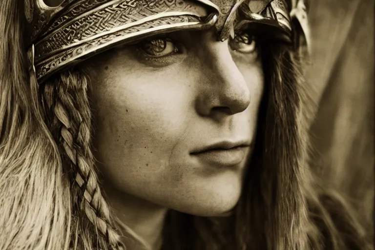 Image similar to portrait of a beautiful Viking woman By Emmanuel Lubezki