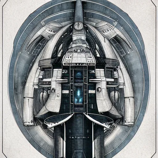 Image similar to design only, white background, symmetry, starship enterprise, by jean - baptiste monge