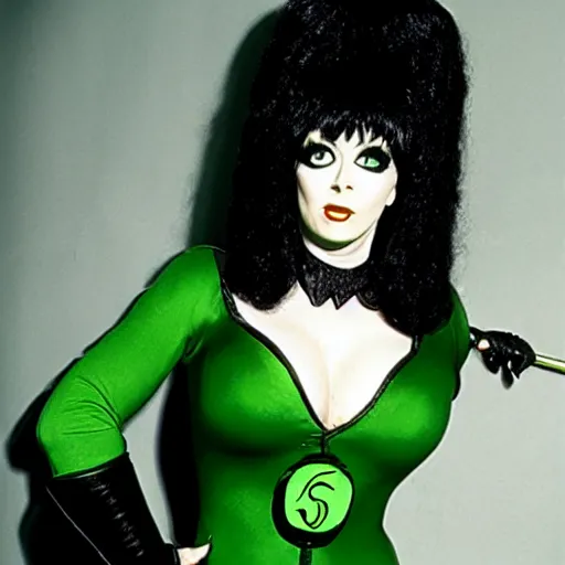 Prompt: elvira as the riddler