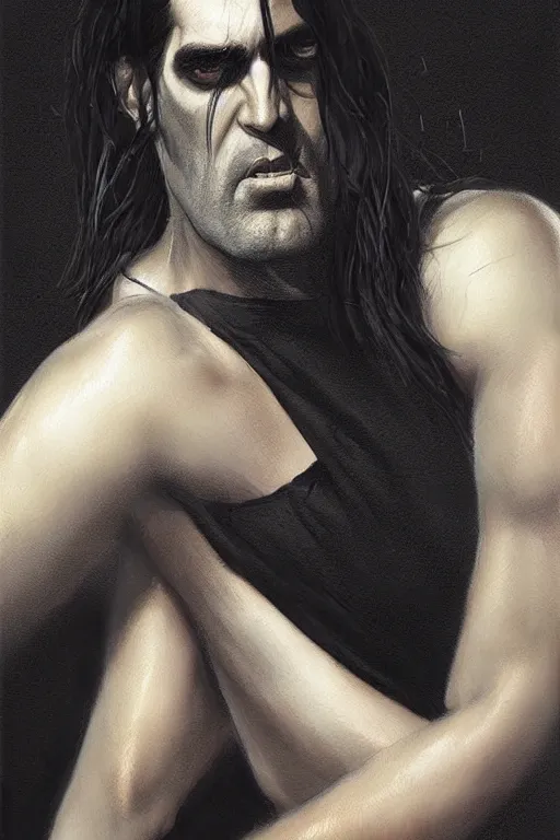 Prompt: realistic portrait of peter steele from type o negative by greg rutkowski