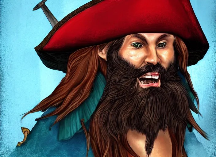 Image similar to a bearded pirate, digital art