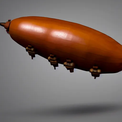 Image similar to a 3d render of a art of a steampunk airship with a shape of an hot dog, unreal engine, 4k, Trending on artstation