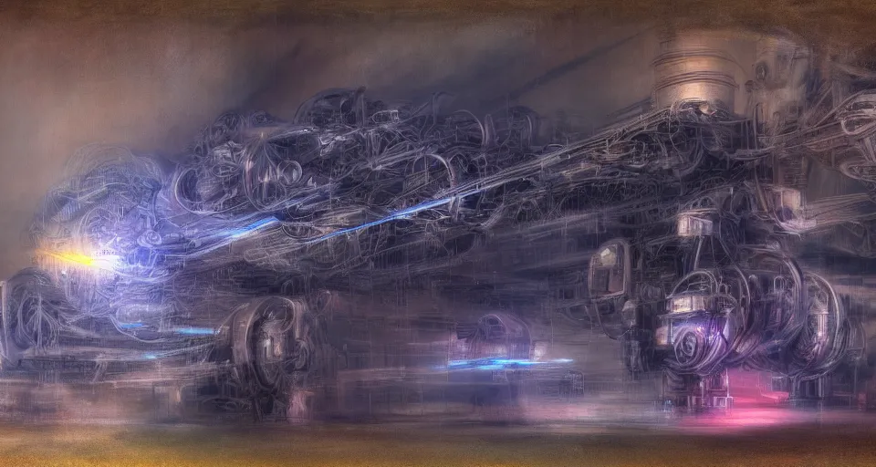 Image similar to Mech robot industrial complex. By Joseph Mallord William Turner, fractal flame, highly detailded